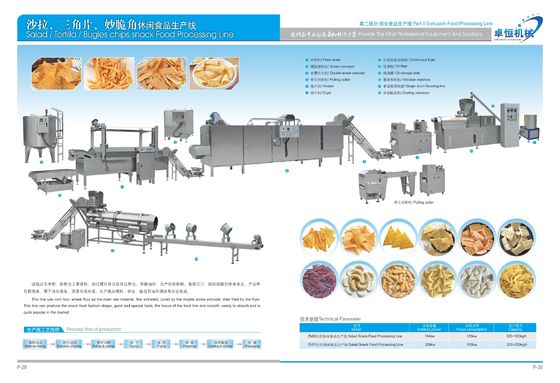 250 kg/h de acero inoxidable Frito Nacho Chips de maíz Snack Food Línea de producción para alimentos