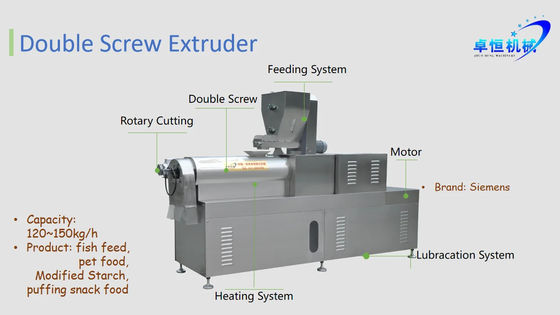 Capacidad máxima 120-150/250-300/500-800/1000-1200 kg/h Máquina de extrusión flotante para piensos para peces